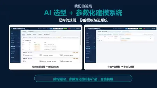 AI 选型 + 参数化建模系统讲解：选型知识库与参数化模板界面